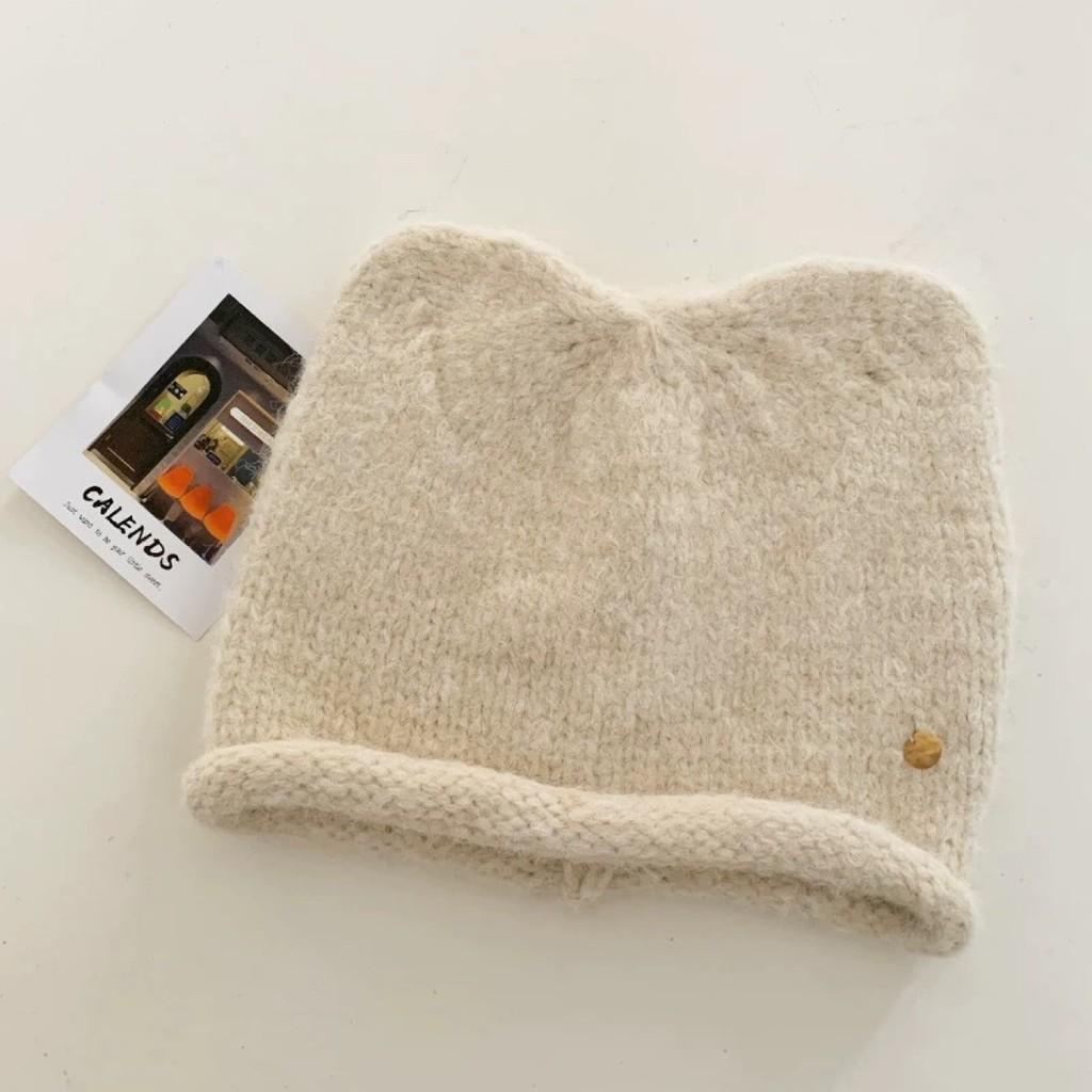 Dumble Cat Ear Knit Hat With Embroidered Design For Winter Warmth And Casual Wear