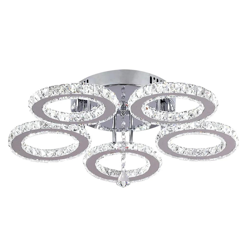Moderne LED Krystall Lysekrone med App Dimmbar Taklampe Armatur Ringer Form Innfelt Lysekrone for Soverom Stue