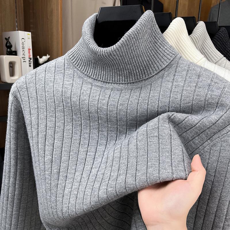 Men's Fashionable Thick Knit High-Neck Pullover Sweater