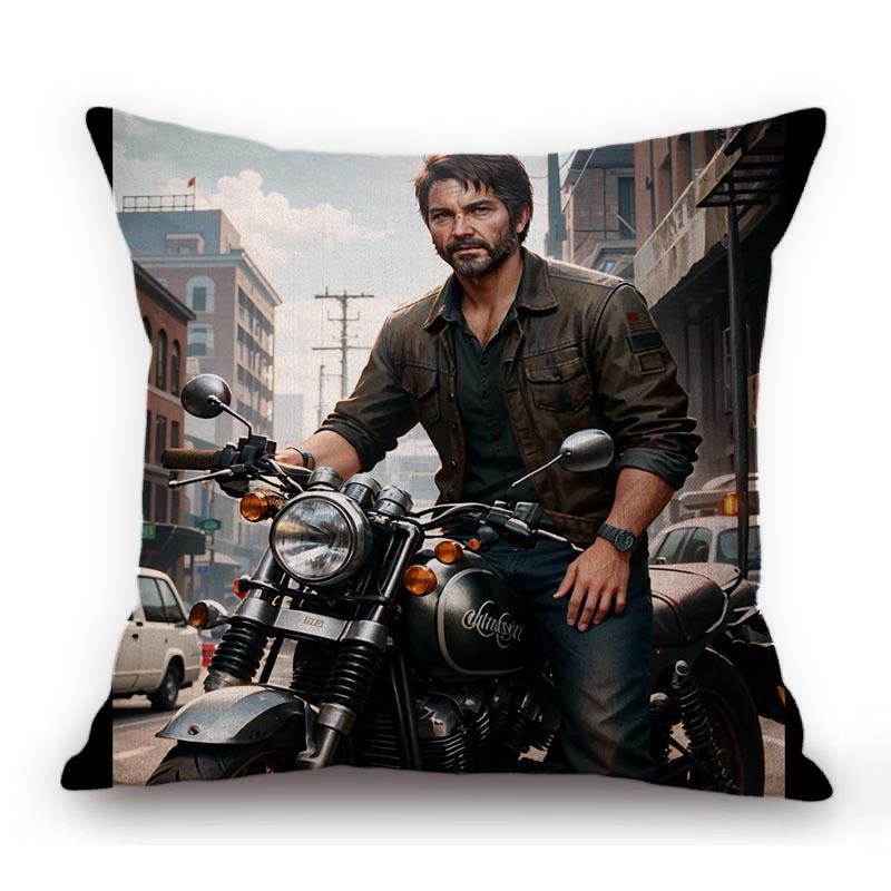 Handsome Sexy Muscle Man Motorcycle Chopper Bike Poster Art Home Decorative Sofa Pillow Case Cotton Linen Cushion Cover