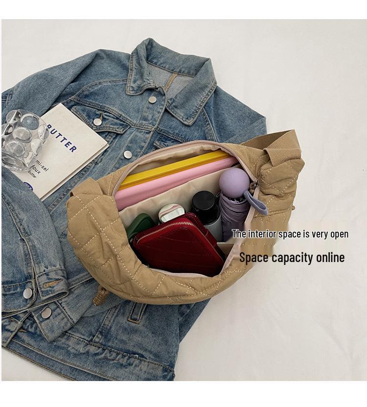 Nylon Diamond Lattice Women's Tote: 2025 Versatile, Large-Capacity, Casual Shoulder & Crossbody Bag