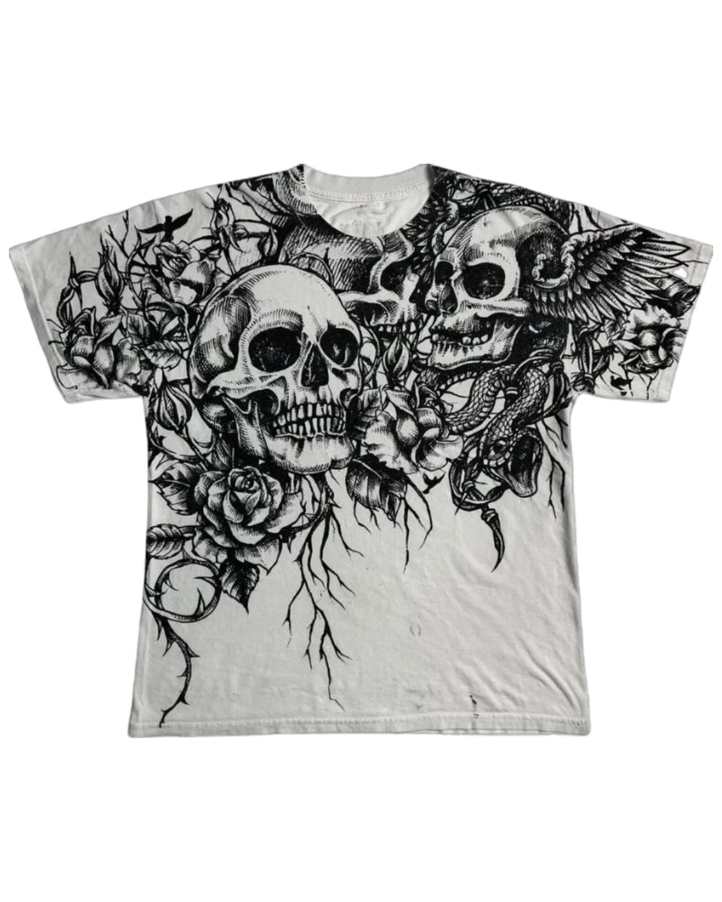 

Унисекс Готический Y2K Принт Череп Ретро Пуловер Large