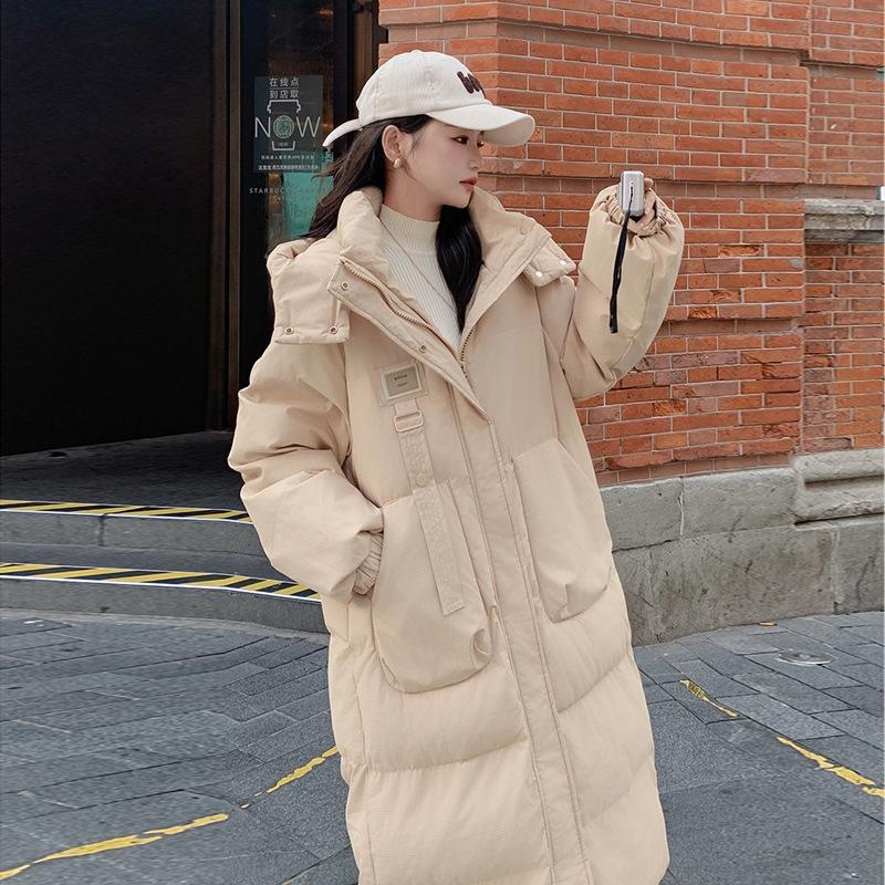 

Пуховик женский средней длины зимний новый корейский стиль хлопковое пальто утолщенное до колена с капюшоном хлопковая куртка XXL