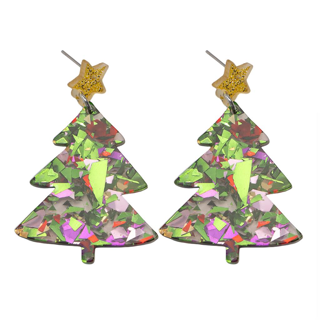 Holiday Acrylic Tassel Drop Earrings Christmas Theme Pattern Stylish Studs Earrings Unique Christmas Earrings for Party
