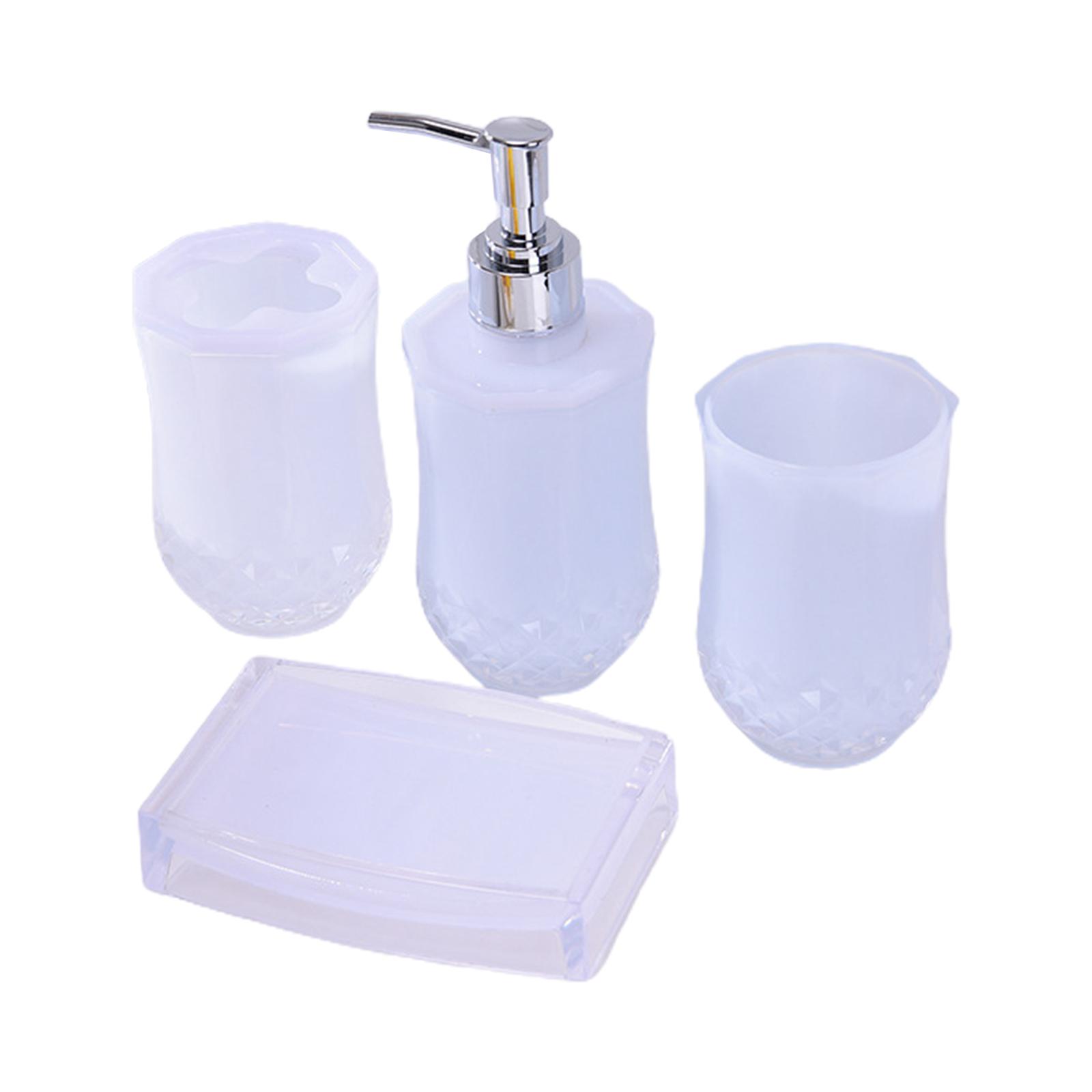 

Modern Bathroom Essentials Set - Stylish Soap Dish, Lotion Dispenser, Tumbler, Toothbrush Holder білий