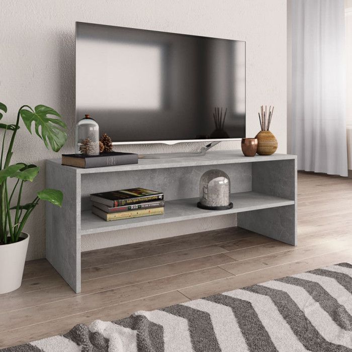 Meuble TV Gris béton 100x40x40 cm Bois d'ingénierie