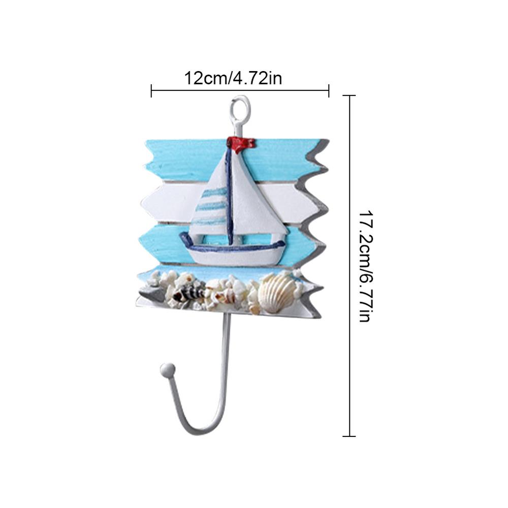 Coat Hooks Wooden Heavy Duty Decorative Rustic Storage Yacht Shaped Towel Hooks Key Holder For Backpack Umbrella Clothes Towel
