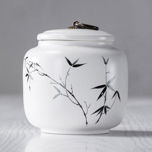 Creative Ink Painting Ceramic Storage Jar with Lid Sealed Tea Tin Candy Coffee Food Jar Storage Container Home Decoration Modern