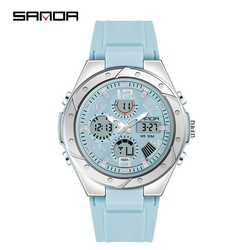 Sanda Watch New Lighting Male School Fashion Trend Digital Electronic Watch Multifunctional Waterproof And Shockproof Men'S Watch