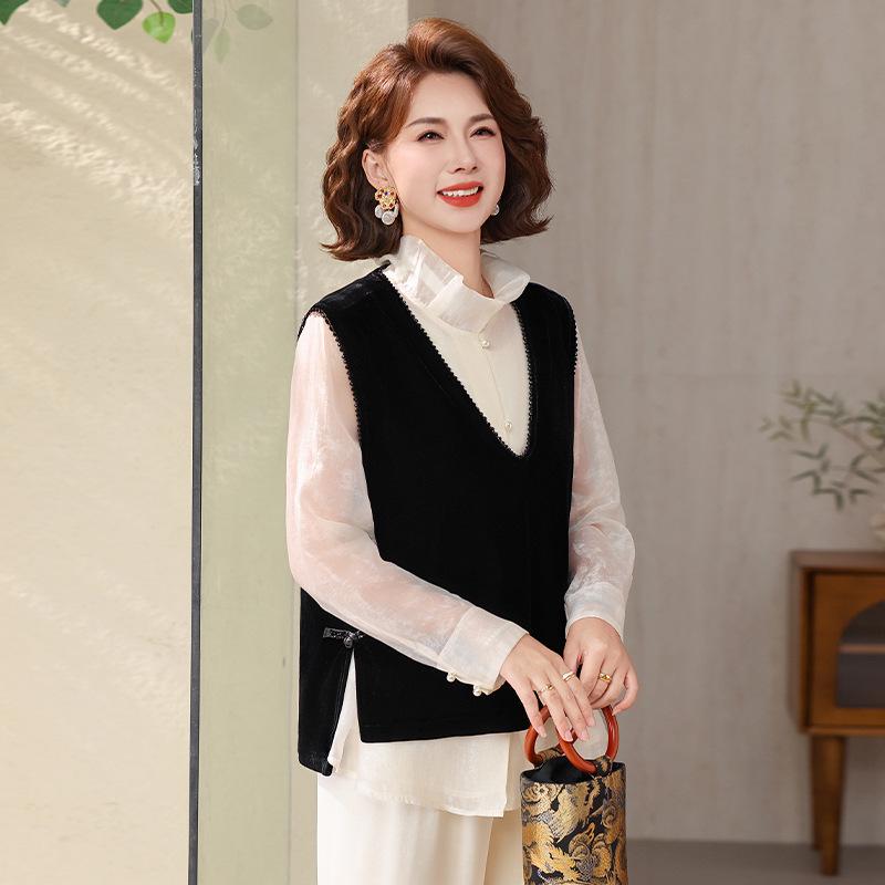 

40s Mother s Casual Spring/Summer Vest for Middle-Aged Women 2XL (110-125 kg)