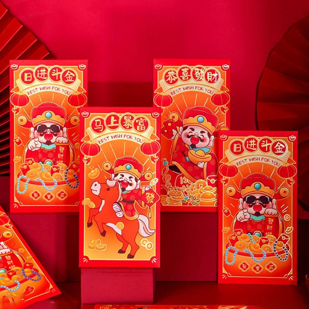 6pcs/set Traditional Spring Festival Red Envelope Chinese Style Lucky Money Packets  Lunar New Year