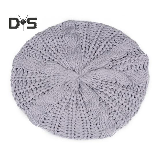 Women Fall Winter Hat Knitted Bonnet Solid Color Elastic Twisted Texture Keep Warm Beret Photo Prop Cap for Outdoor Activities Travel Cycling