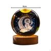 2.4inch 3D Artificial Crystal Ball Night Light Desk Decoration Wooden Base for Housewarming,