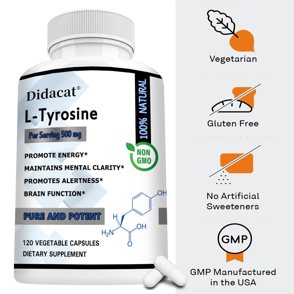 L-Tyrosine enhances brain function and promotes nervous system health 120 capsules
