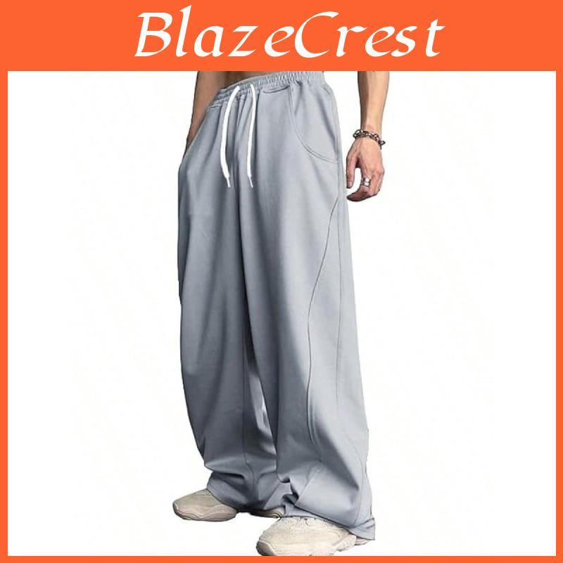 Leg Wide Waist Men Drawstring Baggy Casual Pants Streetwear Trousers