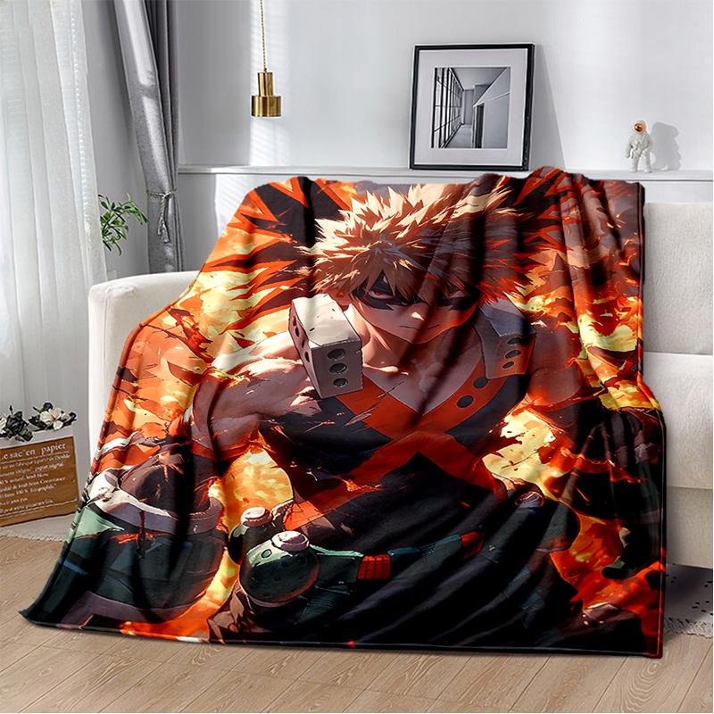3D My Hero Academia Deku Bakugou Cartoon Anime Blanket,Soft Throw Blanket for Home Bedroom Bed Sofa Travel Picnic Cover Kids