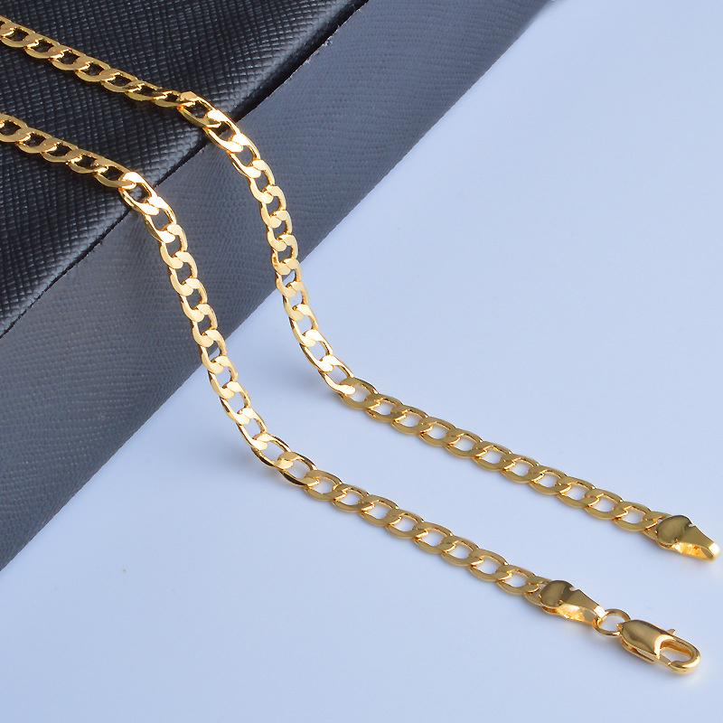 New 18K Gold Necklaces 20 Inches Classic 8MM Sideways Chain Necklace For Men High Quality Jewelrys Gifts Wedding Party