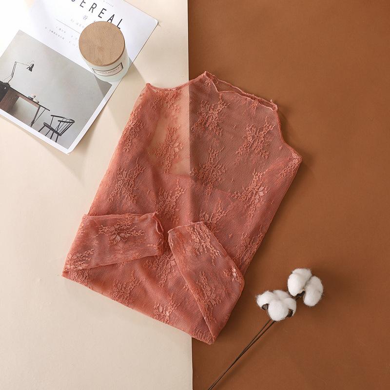 Spring/Autumn Luxury Lace Camisole Women’s Fitted Long-Sleeved Tulle Top – Sexy Underwear Top