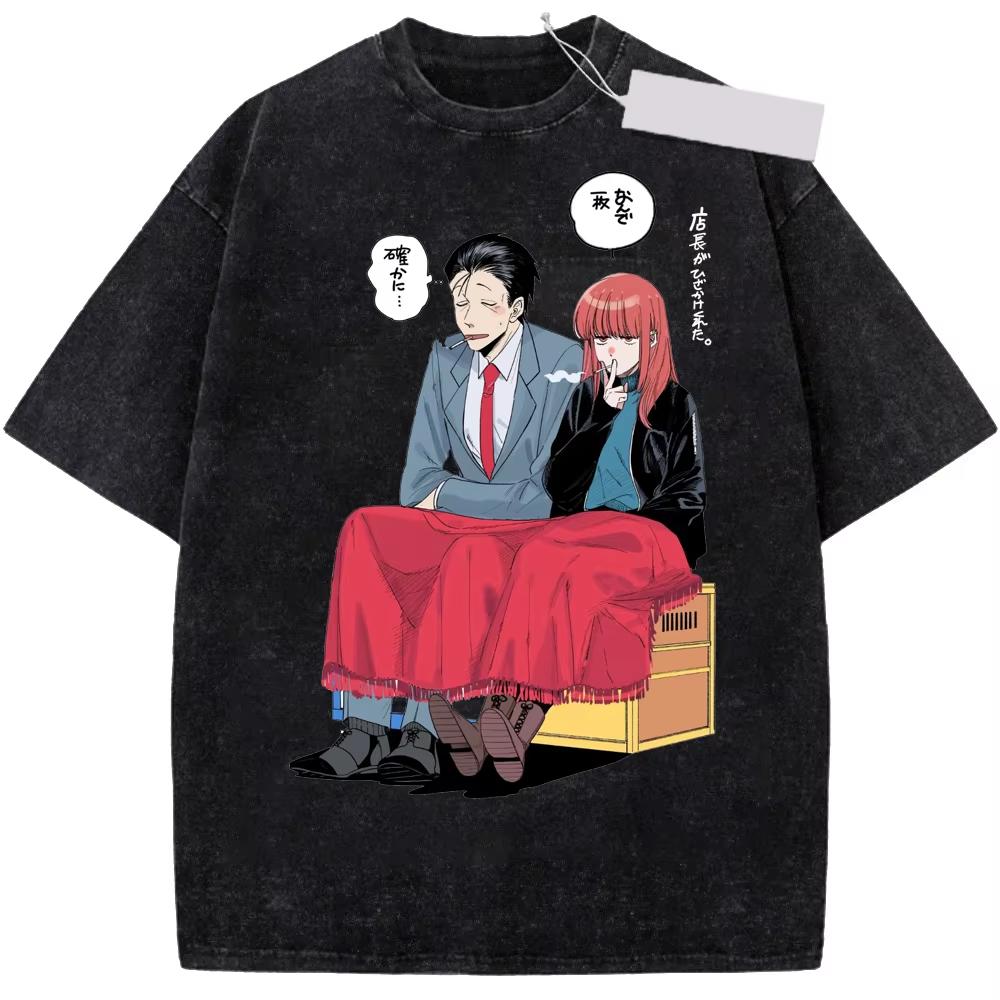 2026 Hot Sale Anime Smoking Behind The Supermarket With You Yamada Sasaki Washed T Shirt Tshirt Y2k Unisex Gothic Cotton Tee