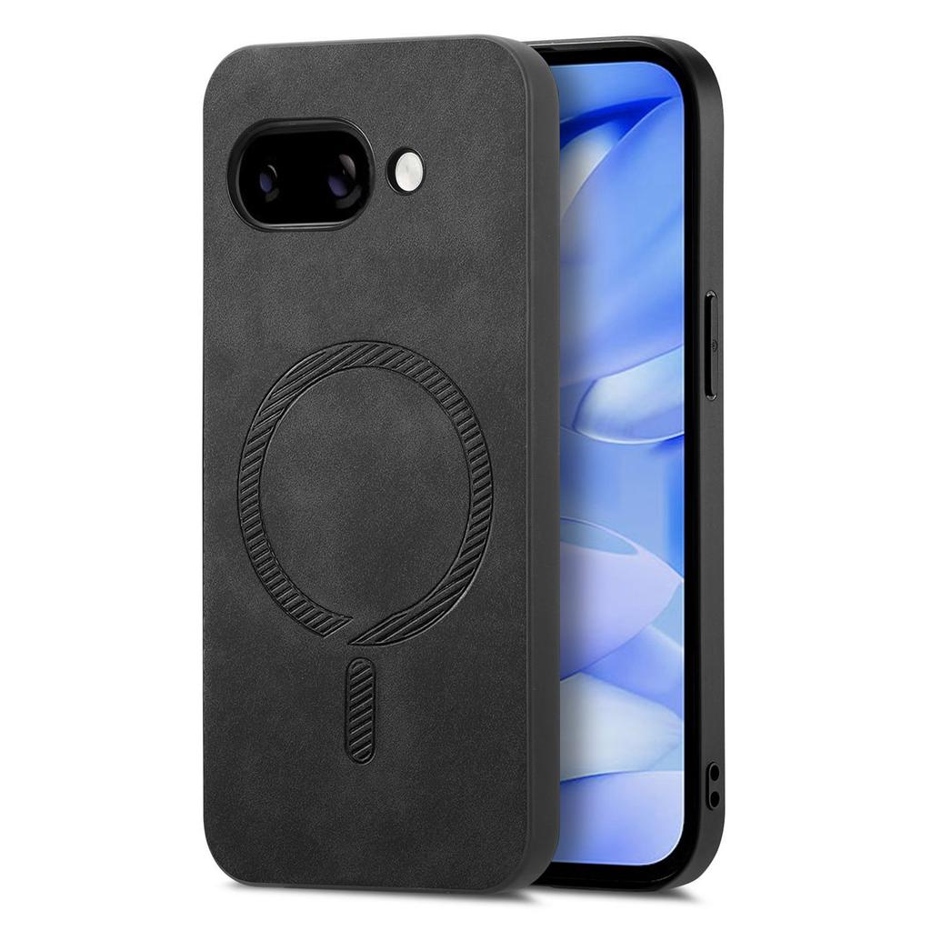 For Google Pixel 9a Leather Back Case Compatible with MagSafe Skin-touch Phone Cover