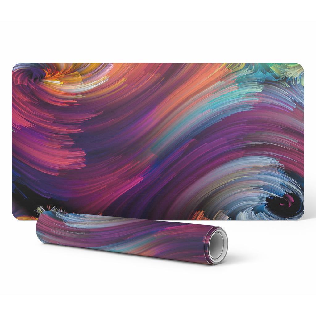 Gaming Protective Mat Under Keyboard and Mouse Swirling Colors 120X60 Cm