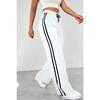 Pantaloni della tuta da donna a gamba larga con coulisse in vita elasticizzata, vestibilità ampia, striscia laterale, pantaloni casual