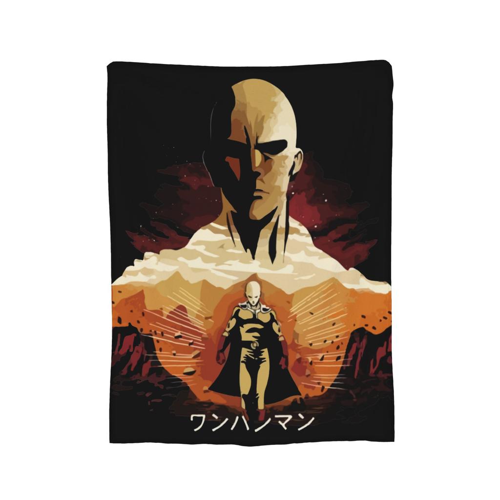 Anime One Punch Man Fleece Throw Blanket Saitama Cartoon Blankets for Home Office Lightweight Bedding Throws,