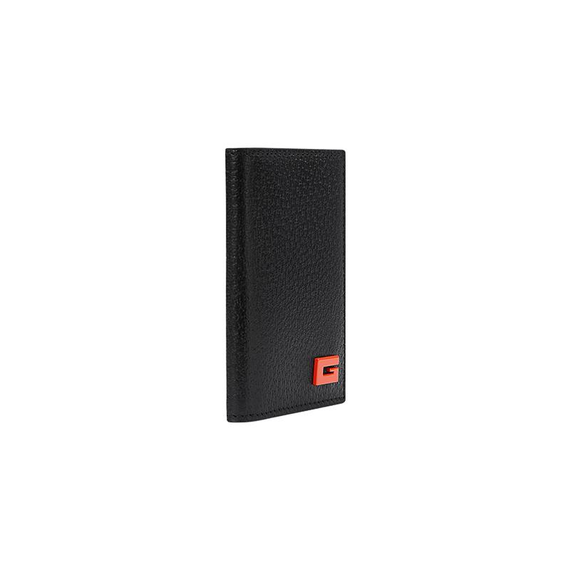 Gucci Bold letter G details leather card holder men's black