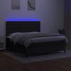 Exclusive House - Bed Slatted Base and Mattress and LED Black 160x200 Cm Fabric
