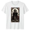 Skeleton Witch Tarot Card Art T-Shirt Dark Fantasy Gothic Witch Halloween Gift