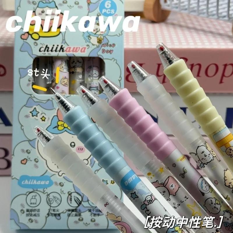 Cartoon animation Jiyikawa 6 erasable gel pens 0.5mm black ink school office supplies stationery gifts
