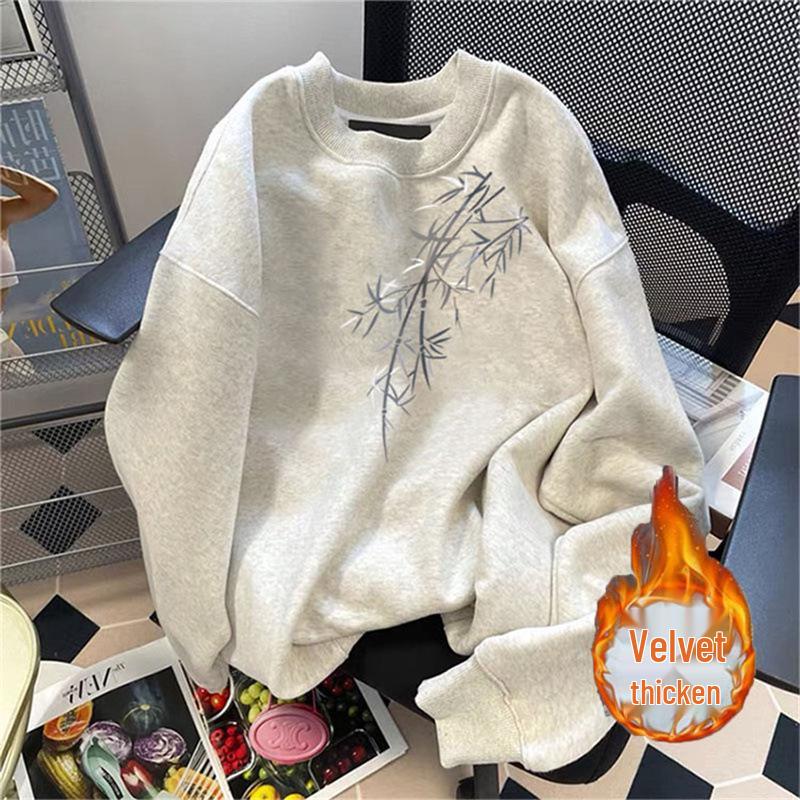 

Чоловічий світшот з бамбукового флісу з начосом - Важкий 450 г, у китайському стилі, осінь/зима. L