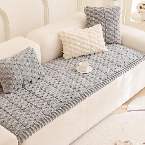 Thick Plush Couch Cover Fuzzy Pet Couch Cover Winter Non Slip Warm Sofa Slipcover Couch Protector for Multiple Cushions