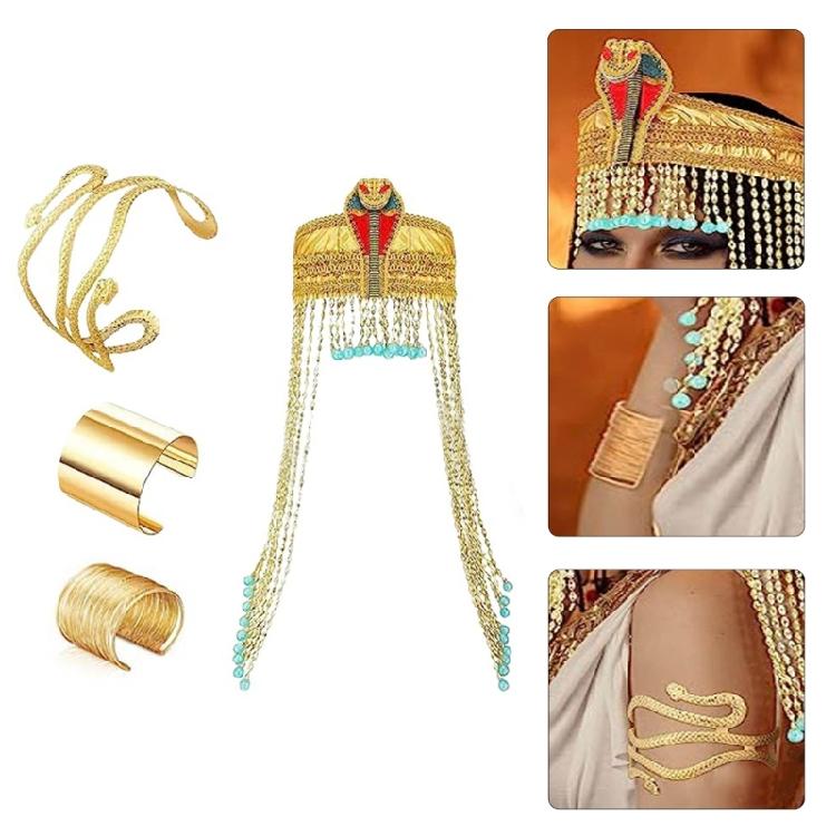 Women Egyptian Costume Accessories Egyptian Headpiece Snake Arm Cuff Wrist Bracelet Cuff For Theme Party Halloween