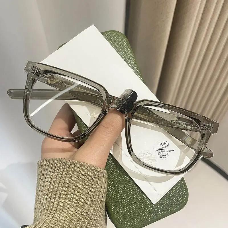 

Retro Square Black Frame Myopia Glasses Trendy Large Frame Korean Near Sight Eyewear Blue Light Blocking Eye Protection Glasses 0