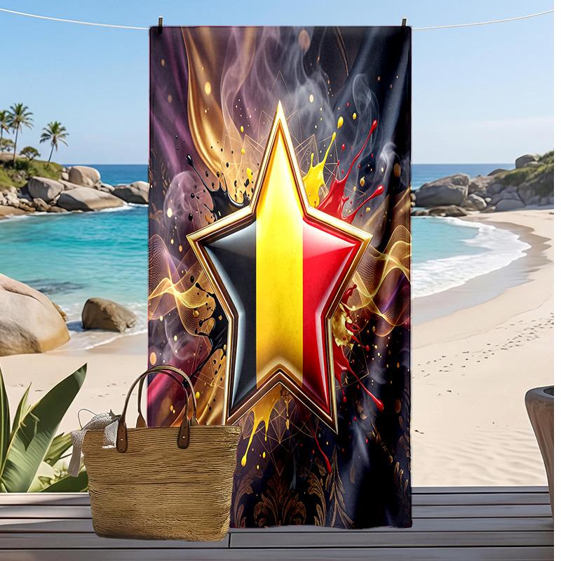 Belgien Fußball Druck Strandtuch Schnelltrocknend Super Saugfähig Weich Badetuch zum Schwimmen Strand Reisen Fan Souvenir Geschenk