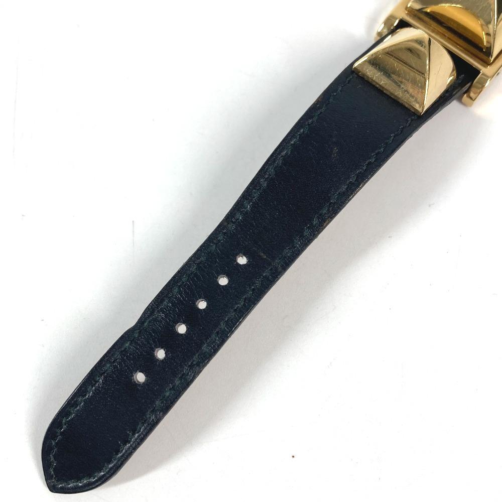 HERMES Medor Quartz Bracelet Watch Watch Clock Wristwatch Leather Black