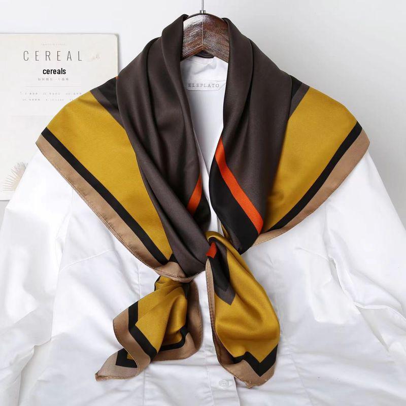 Black and White Animal Print Faux Silk Twill Scarf - 90x90CM Autumn/Winter Shawl for Women