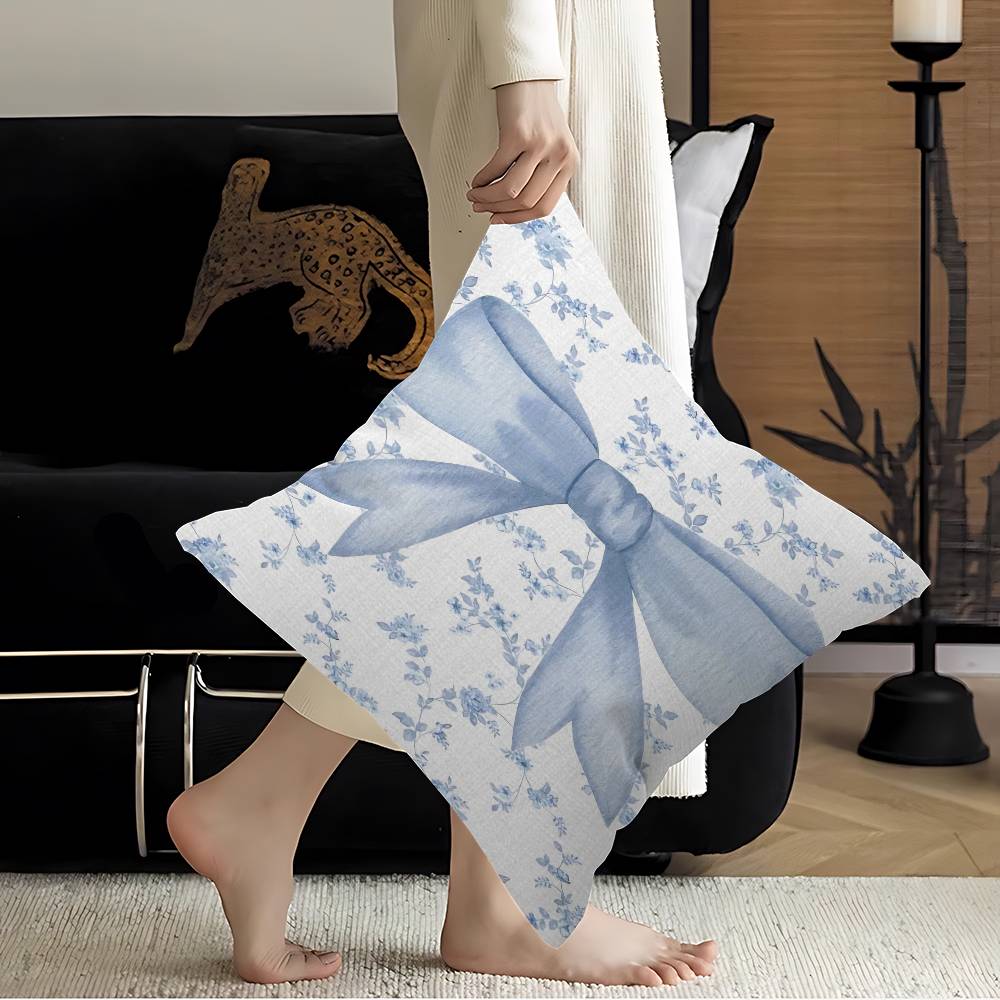 Simple INS Blue Bow Stitch Lucky Dragon Pillow Cover Sofa Cushion Cover Home Room Decoration Children Gift