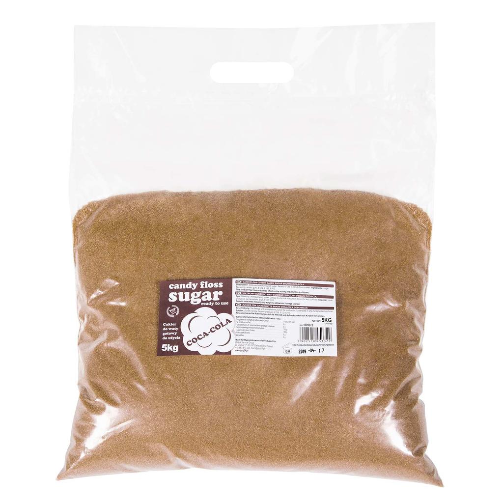 Colorful Flavored Sugar For Cotton Candy, Brown, Coca-Cola Flavor, 5Kg