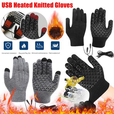 Electric USB Heated Gloves Winter Gloves Thermal Touch Screen Thermal Windproof Warm Knitted Glove Motorcycle Bicycle Gloves