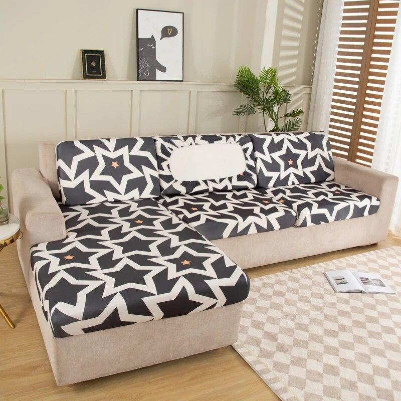 New Floral Printed Stretch Sofa Seat Cushion Cover Backrest Cover Protector for Couch Sofa Cover L Shape Chaselong Slipcovers