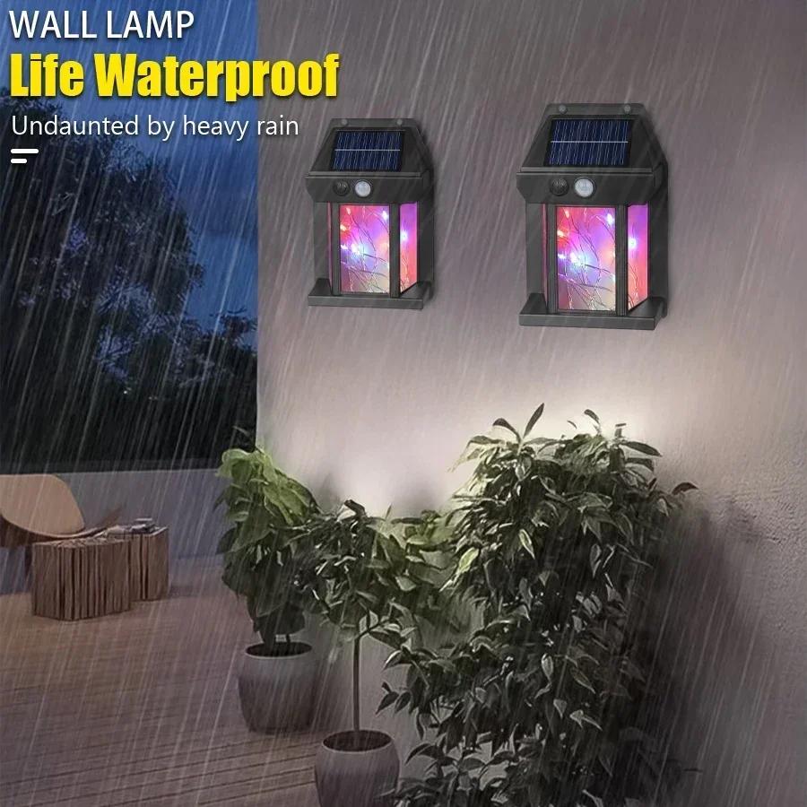 External Led Solar Wall Lamps Motion Sensor Light String Outdoor Waterproof Emergency Lantern Courtyard Garden Decoration Light
