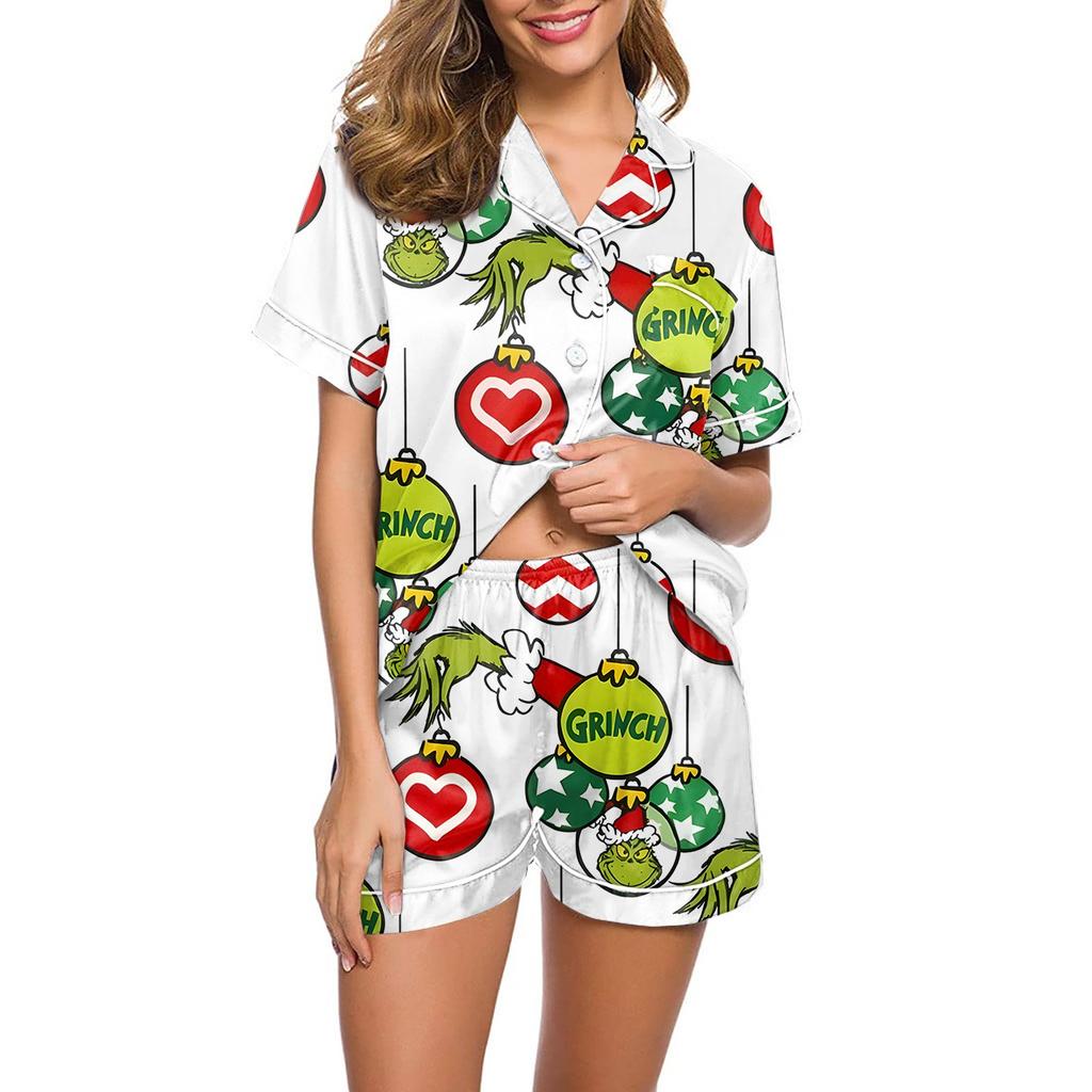 Women's Soft Two-piece Printed Pajama Set Short Sleeved Shorts Set Casual Clothing Set Pajamas