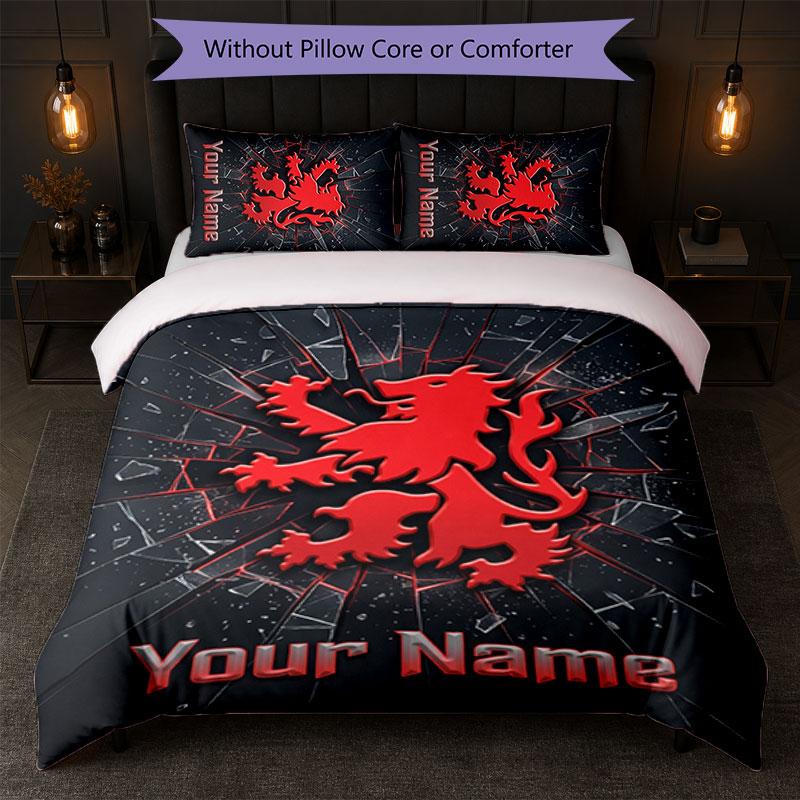 Set Biancheria da Letto Personalizzato Middlesbrough FC con Nome Testo 1 Copripiumino + 2 Federe Logo Calcio Regalo Personalizzato per Occasioni Speciali Decorazione Camera da Letto