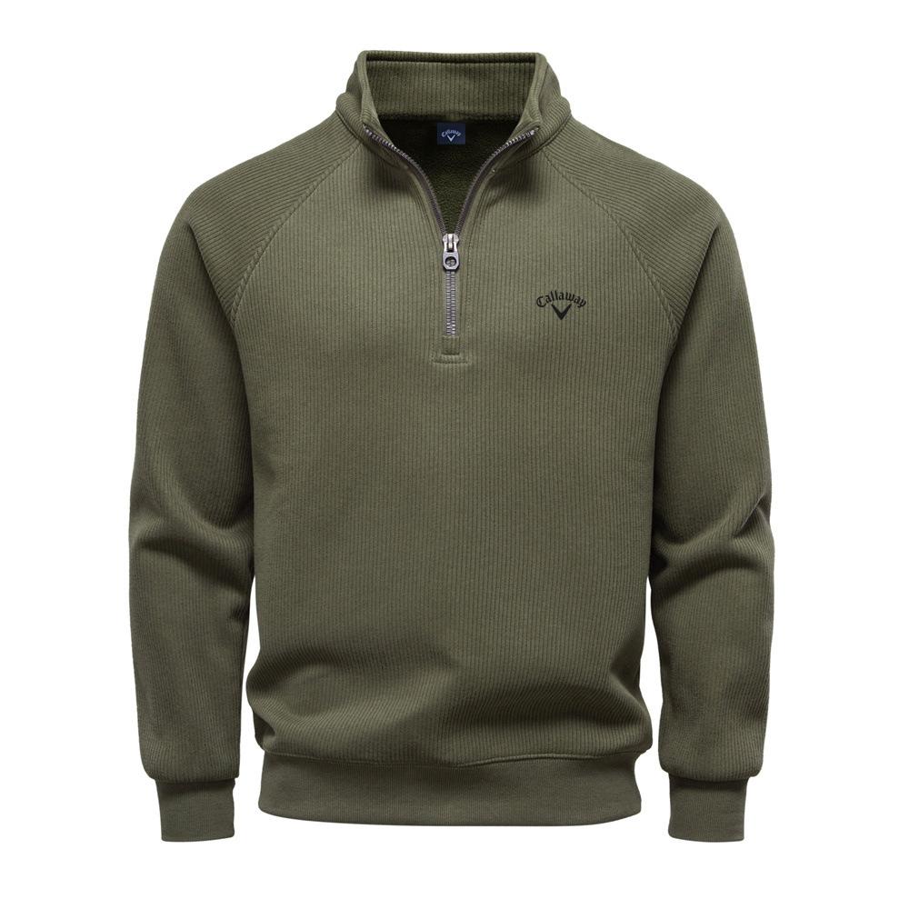 Callaway 2025 New Autumn/Winter Embroidery Half Zipper Hoodie Stand Up Collar Trendy Versatile Plush Men's Hoodie