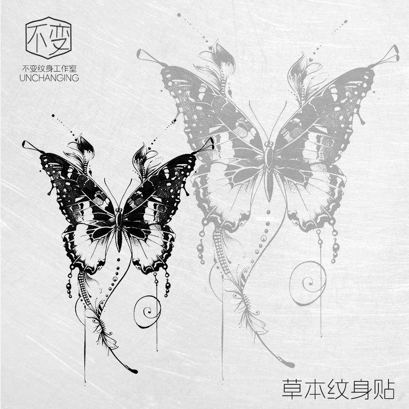 Schmetterling Kräutersaft Tattoo-Aufkleber, Nicht-reflektierendes realistisches Design, Langlebige wasserdichte Körperkunst für einen auffälligen Stil