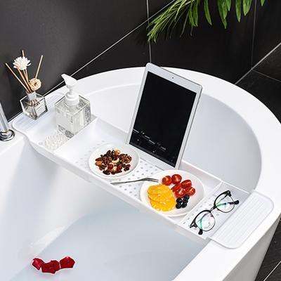 Küvet Rafı Uygun Teleskopik Küvet Rafı Drenaj Delikleri Tasarım Kaymaz Depolama Tepsisi Ev Banyo için