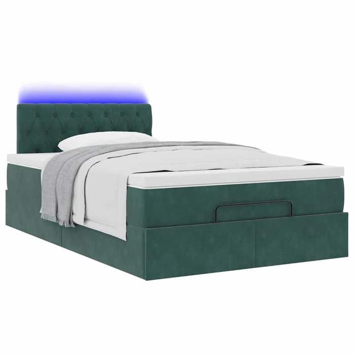 VidaXL Ottoman Bed Frame with Dark Green Mattress 120x200 Cm Velvet 3312689