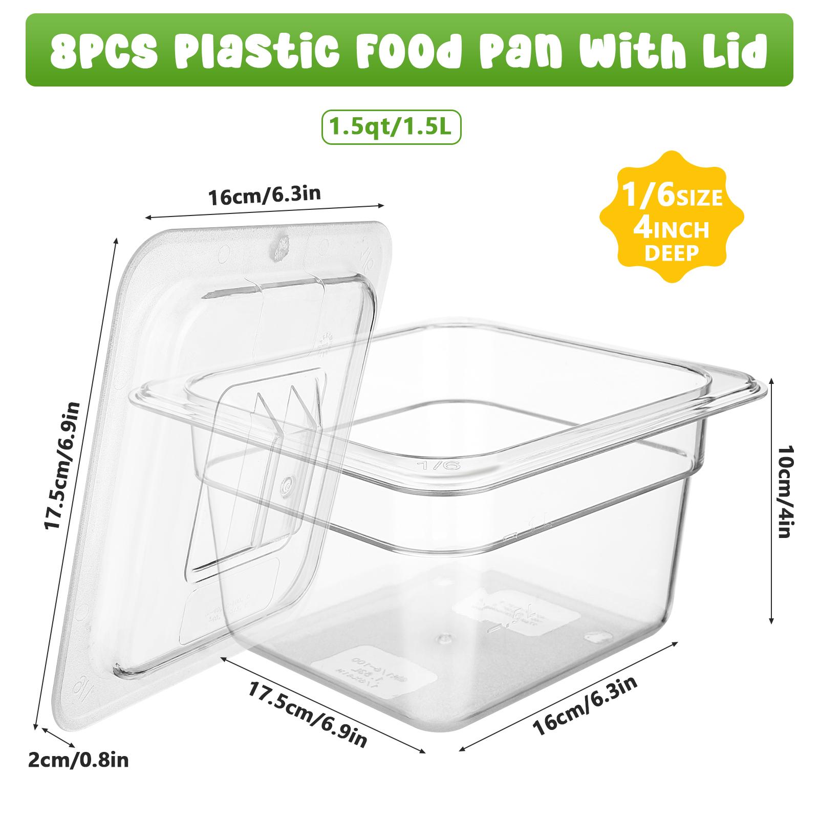 8 Set 1/6 Size Clear Food Storage Containers Bulk 4 Inch Deep Restaurant Plastic Clear Food Pans With Lids Polycarbonate Commerc армия зеленый